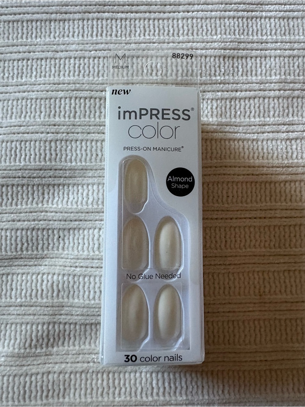 imPRESS Color Almond Shape Press-On Nails in White 30 Pack